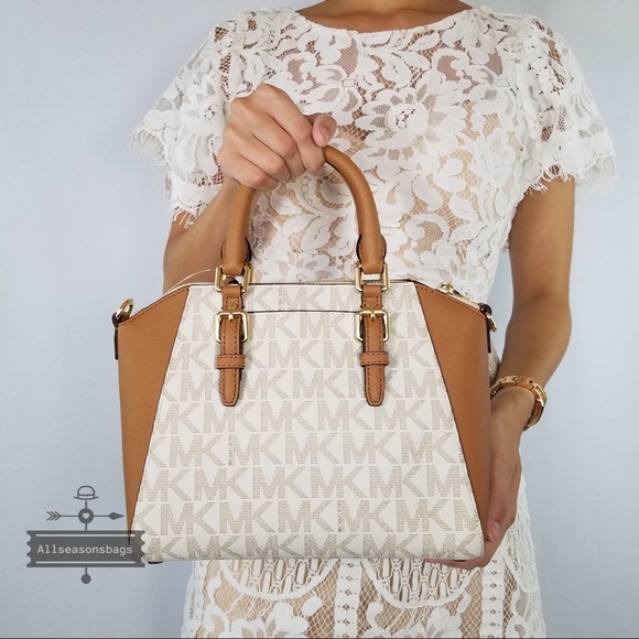 Michael Kors Medium Ciara Satchel Acorn Vanilla - Picture 5 of 8